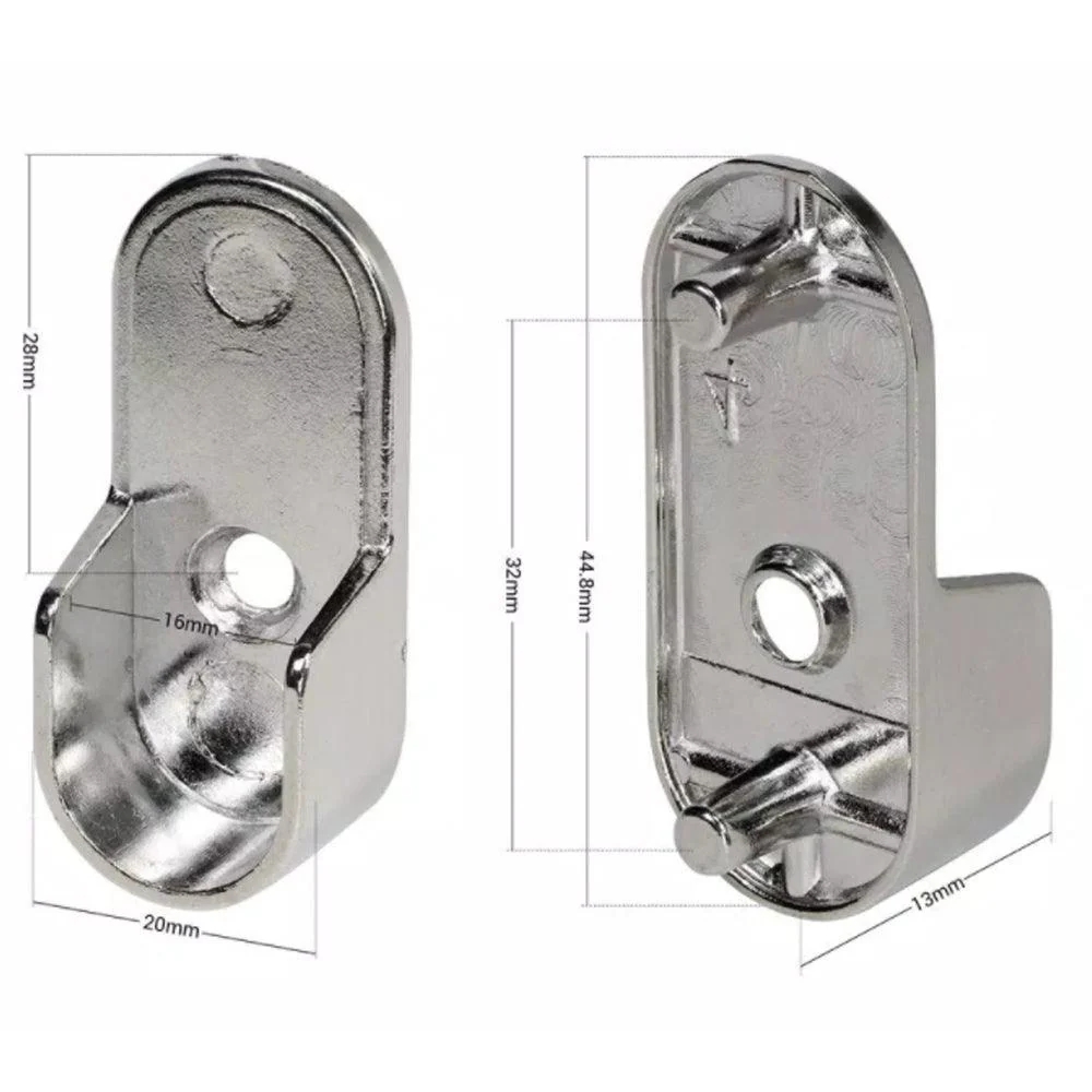 SM08 Oval Wardrobe Rail End Brackets Steel Closet Rod Socket Holder Pair - Image 4
