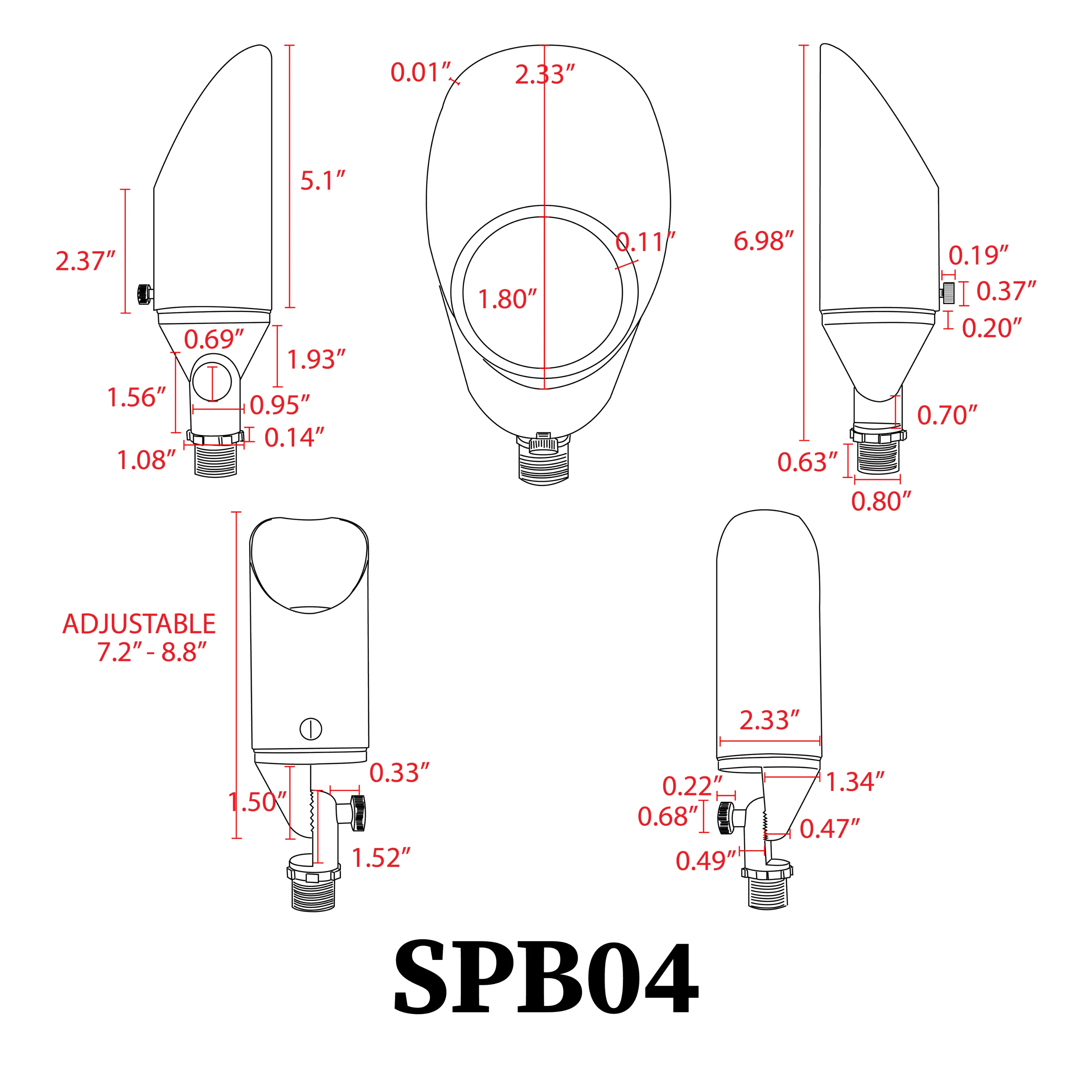 SPB04 4x/8x/12x Package Adjustable 12V Low Voltage LED Bullet Landscape Brass Spotlight Outdoor Lighting with 3W 3000K Bulb - Image 25