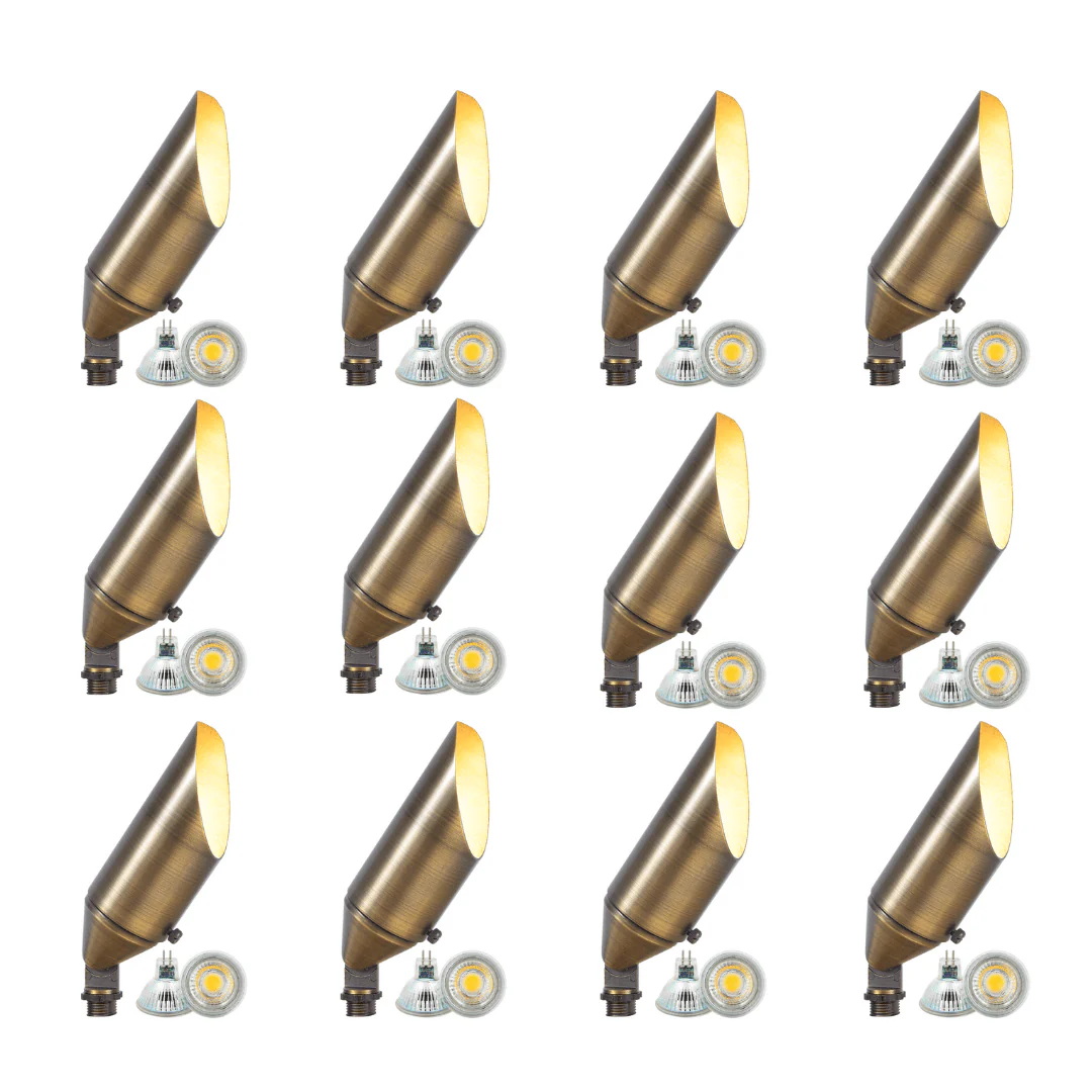 SPB04 4x/8x/12x Package Adjustable 12V Low Voltage LED Bullet Landscape Brass Spotlight Outdoor Lighting with 3W 3000K Bulb - Image 3