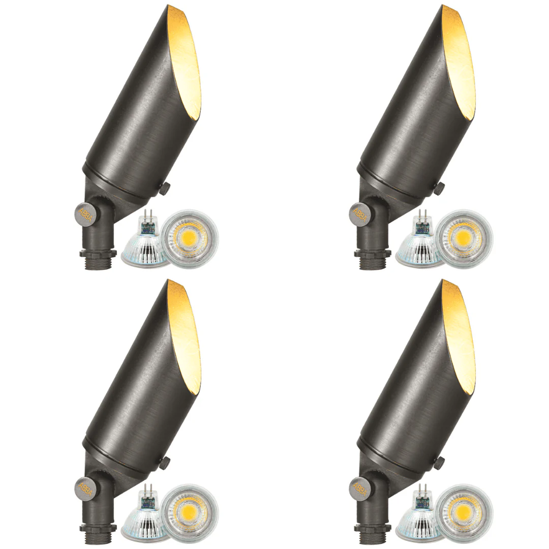 SPB04 4x/8x/12x Package Adjustable 12V Low Voltage LED Bullet Landscape Brass Spotlight Outdoor Lighting with 3W 3000K Bulb - Image 5