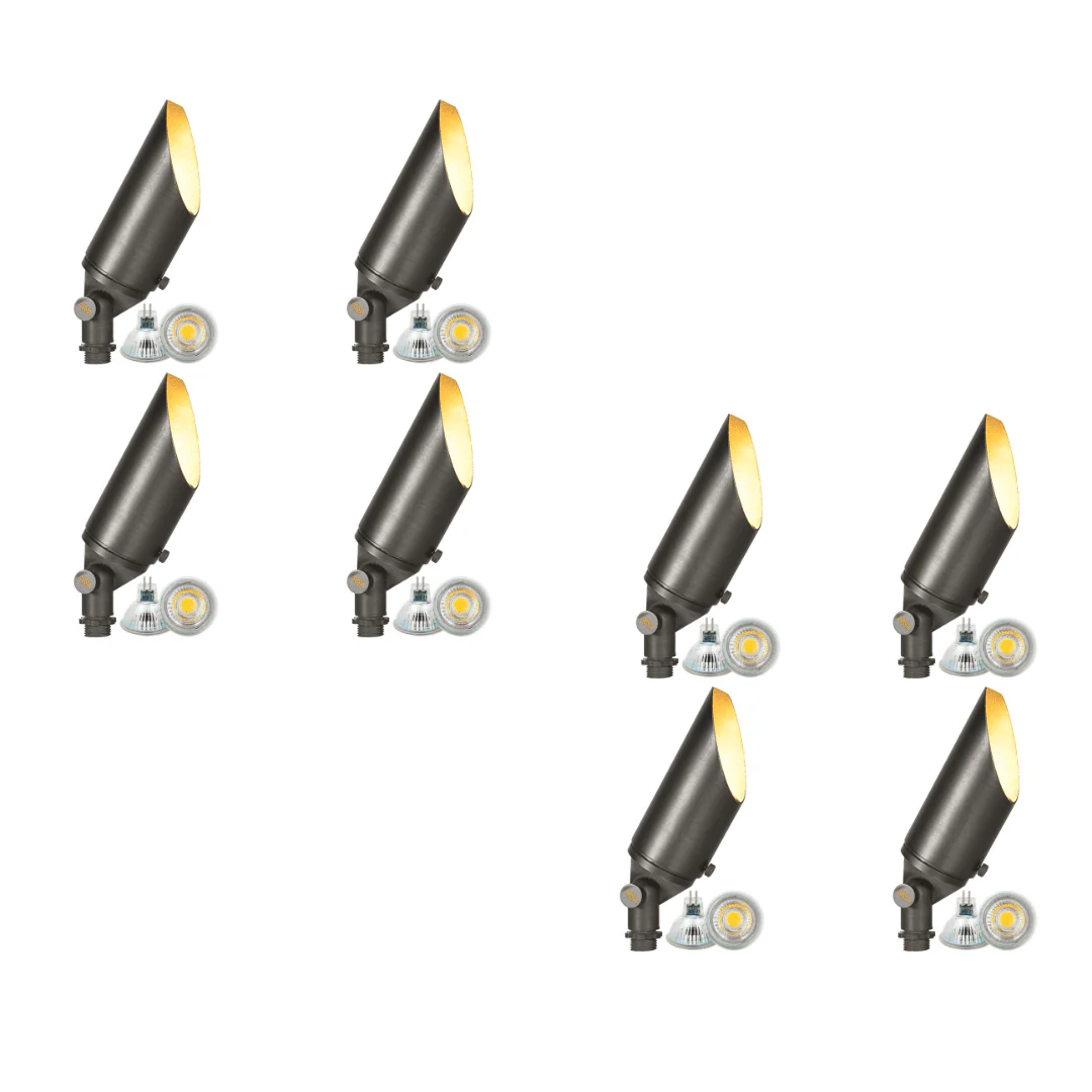 SPB04 4x/8x/12x Package Adjustable 12V Low Voltage LED Bullet Landscape Brass Spotlight Outdoor Lighting with 3W 3000K Bulb - Image 6