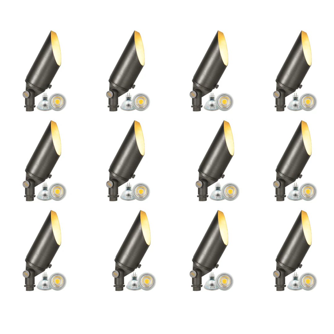 SPB04 4x/8x/12x Package Adjustable 12V Low Voltage LED Bullet Landscape Brass Spotlight Outdoor Lighting with 3W 3000K Bulb - Image 7