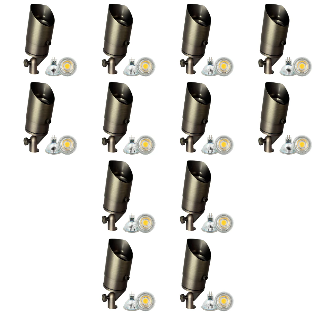 SPB05 4x/8x/12x Package LED Landscape 12V Low Voltage Brass Spotlight Adjustable Hood Outdoor Lighting with 3W 3000K Bulb - Image 3