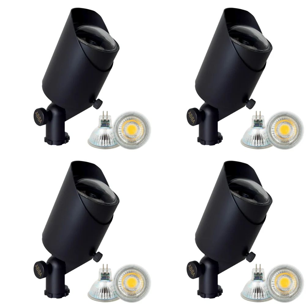 SPB05 4x/8x/12x Package LED Landscape 12V Low Voltage Brass Spotlight Adjustable Hood Outdoor Lighting with 3W 3000K Bulb - Image 4