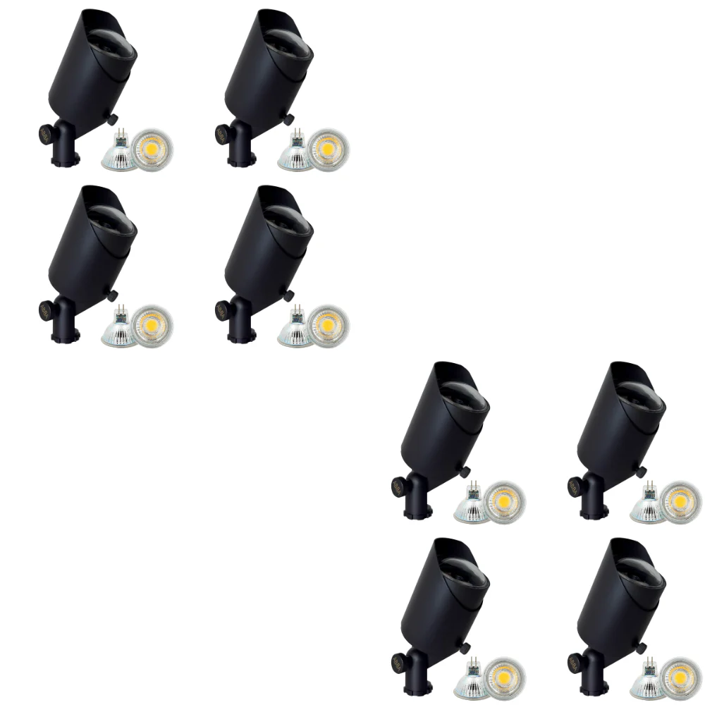 SPB05 4x/8x/12x Package LED Landscape 12V Low Voltage Brass Spotlight Adjustable Hood Outdoor Lighting with 3W 3000K Bulb - Image 5