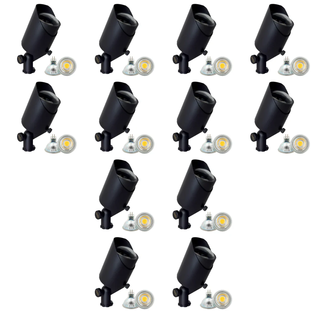 SPB05 4x/8x/12x Package LED Landscape 12V Low Voltage Brass Spotlight Adjustable Hood Outdoor Lighting with 3W 3000K Bulb - Image 6