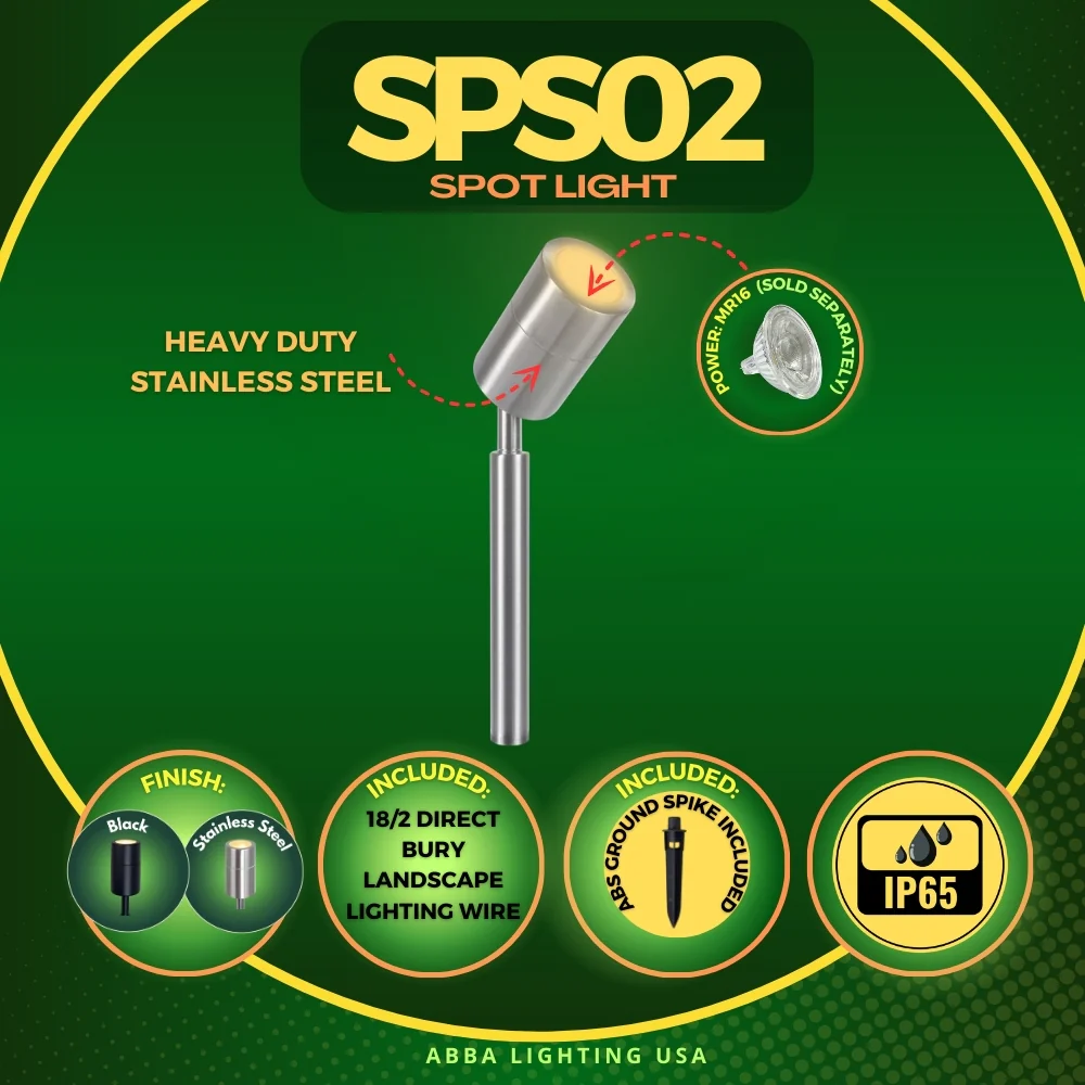 SPS02 4x/8x/12x Package 12V Low Voltage LED Stainless Steel Spotlight Adjustable Up Lighting Fixtures with 3W 3000K Bulb - Image 20