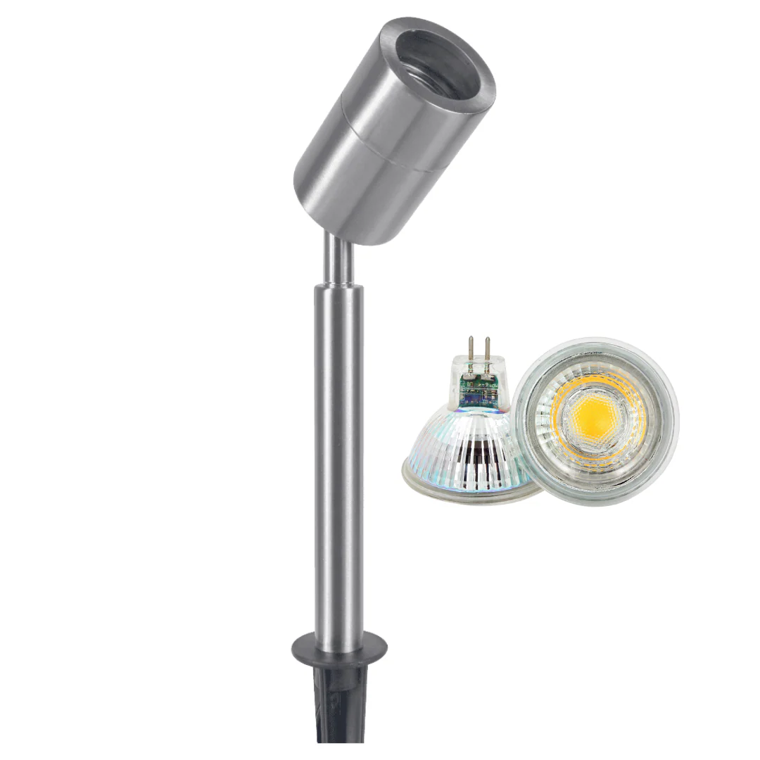 SPS02 4x/8x/12x Package 12V Low Voltage LED Stainless Steel Spotlight Adjustable Up Lighting Fixtures with 3W 3000K Bulb - Image 4