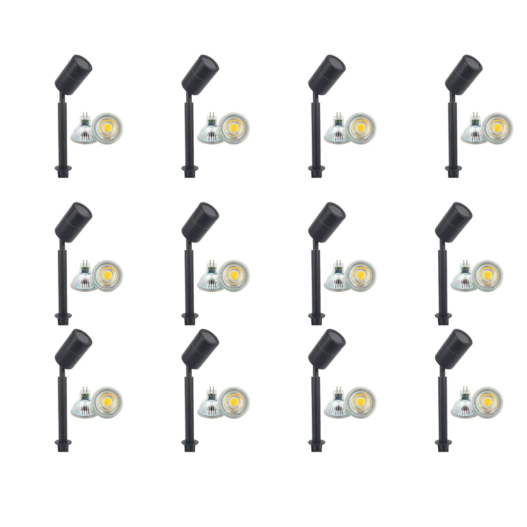 SPS02 4x/8x/12x Package 12V Low Voltage LED Stainless Steel Spotlight Adjustable Up Lighting Fixtures with 3W 3000K Bulb - Image 6