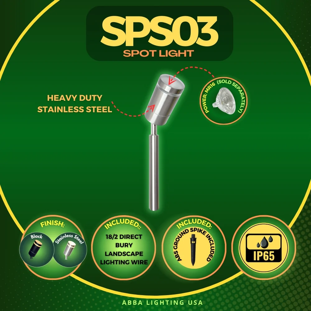 SPS03 4x/8x/12x Package LED Stainless Steel 12V Low Voltage Outdoor Spotlight Adjustable Up Lighting Fixtures with 3W 3000K Bulb - Image 16