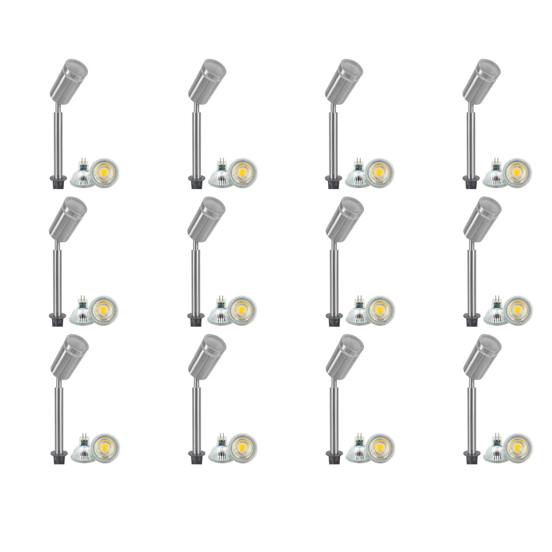 SPS03 4x/8x/12x Package LED Stainless Steel 12V Low Voltage Outdoor Spotlight Adjustable Up Lighting Fixtures with 3W 3000K Bulb - Image 6