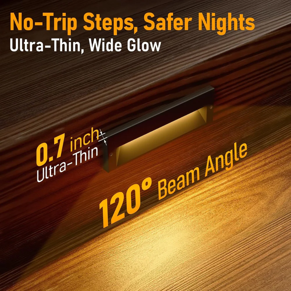 STLA10 6-Pack 6W Low Voltage 10.6" LED Outdoor Step Lights, 12V-24V 5CCT 1800K/2700K/3000K/4000K/.Integrated LED Aluminum Deck Lights Landscape Lights - Image 4