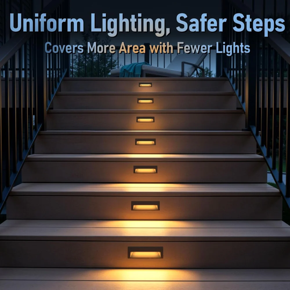 STLA10 6-Pack 6W Low Voltage 10.6" LED Outdoor Step Lights, 12V-24V 5CCT 1800K/2700K/3000K/4000K/.Integrated LED Aluminum Deck Lights Landscape Lights - Image 6