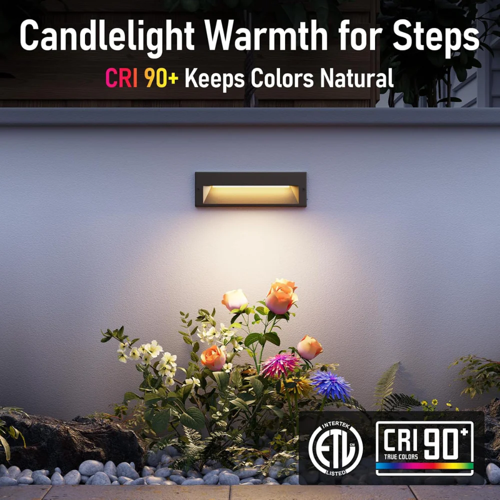 STLA10 6-Pack 6W Low Voltage 10.6" LED Outdoor Step Lights, 12V-24V 5CCT 1800K/2700K/3000K/4000K/.Integrated LED Aluminum Deck Lights Landscape Lights - Image 8