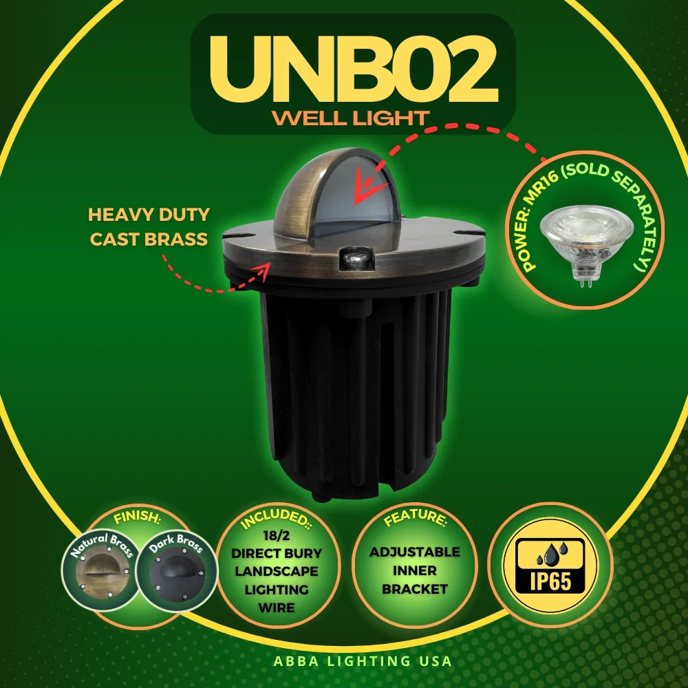 UNB02 Cast Brass 12V Low Voltage Half Moon Round LED In-ground Well Light IP65 Waterproof - Image 17