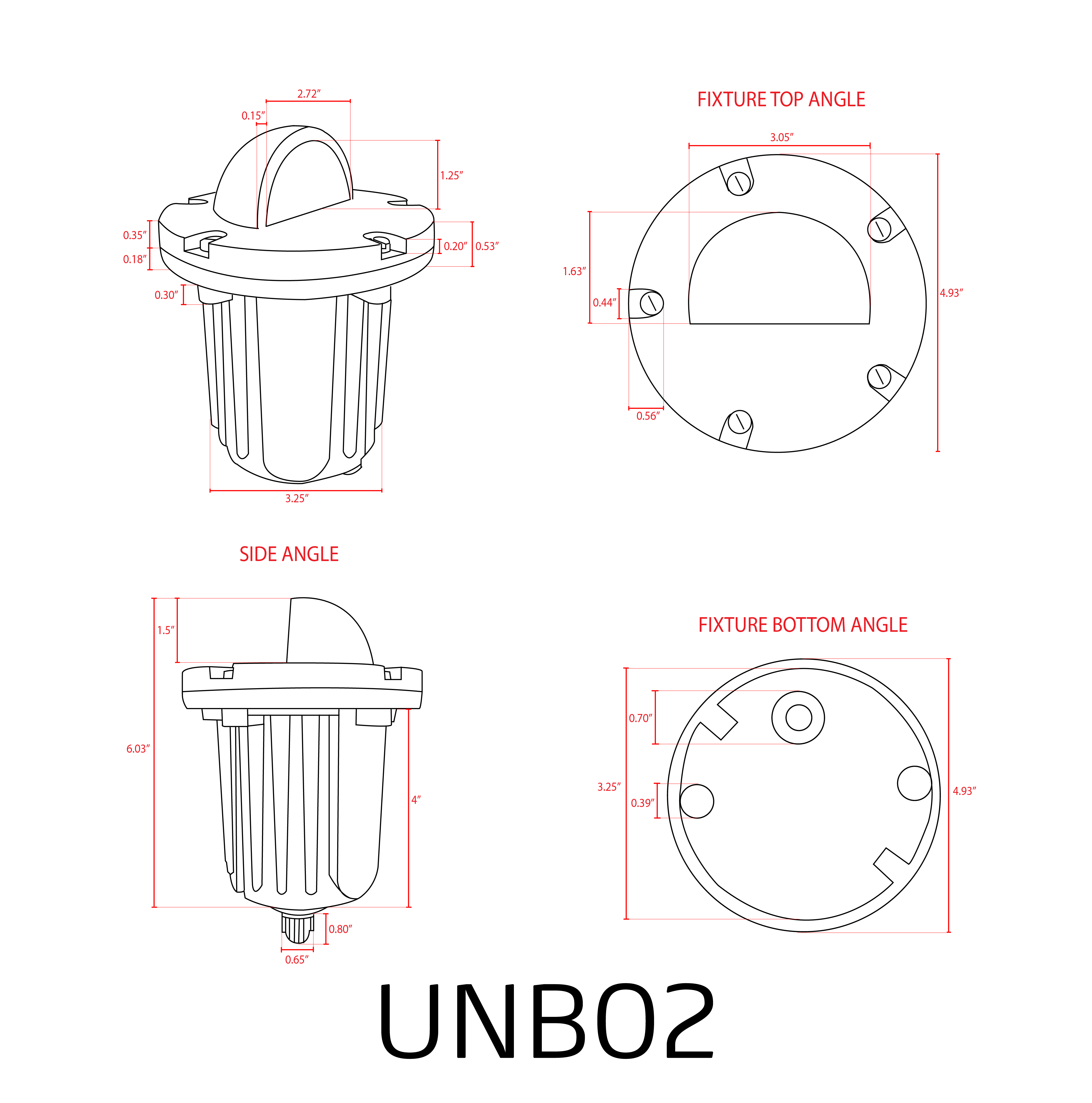 UNB02 Cast Brass 12V Low Voltage Half Moon Round LED In-ground Well Light IP65 Waterproof - Image 18