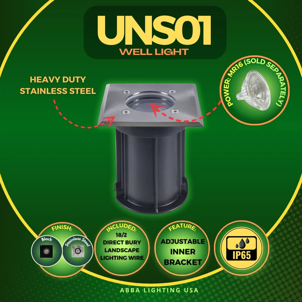 UNS01 12V Low Voltage LED In-Ground Well Light Square Stainless Steel Landscape Lighting Waterproof - Image 11